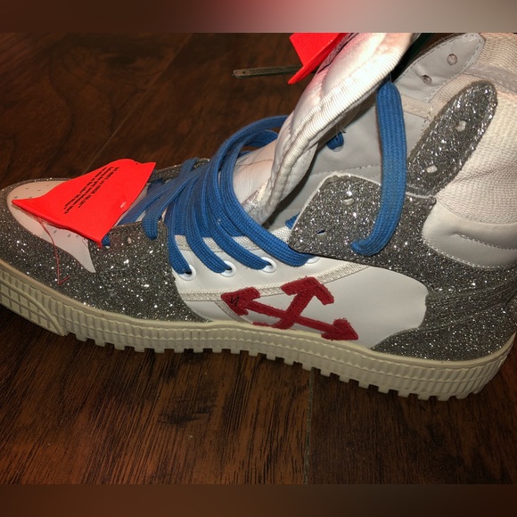 OFF-WHITE Off Court 3.0 High Top Sneaker Glitter White/Silver SZ44 - Picture 8 of 15